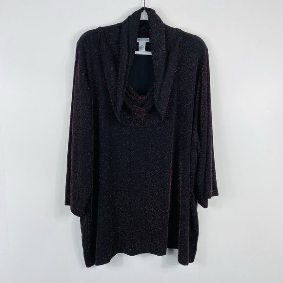 Catherines Maggie Barnes Plus Size 3X Sparkle Shimmer Textured Cowl Neck Top - Picture 1 of 5